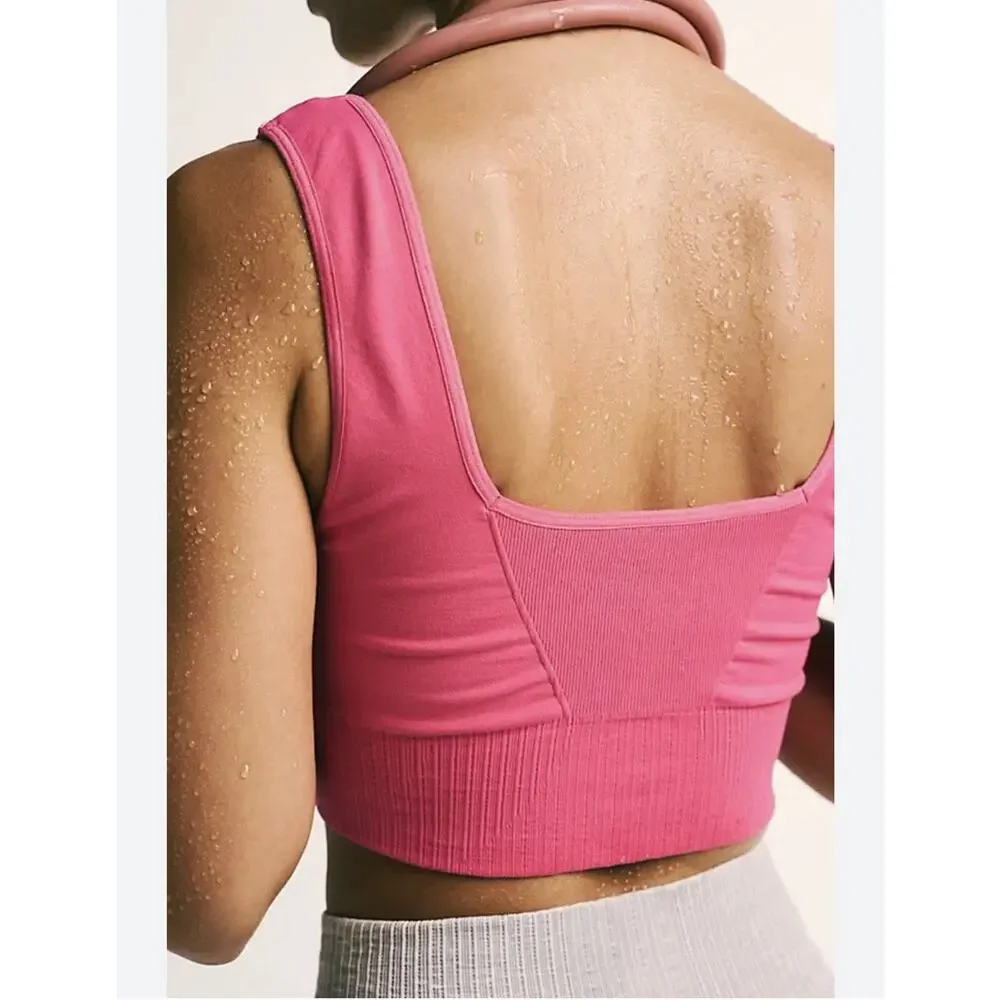 Free People FP Movement Good Karma Square Neck Sports Bra Pink Size M/L Active